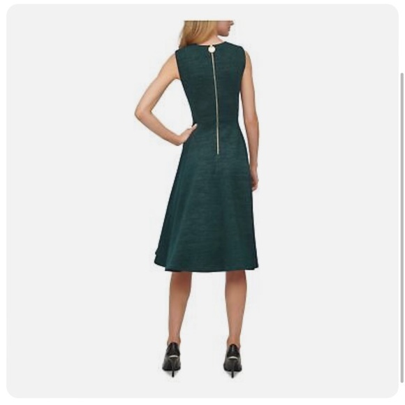 NWT Calvin Klein Green Glitter A-line Dress - Picture 2 of 3